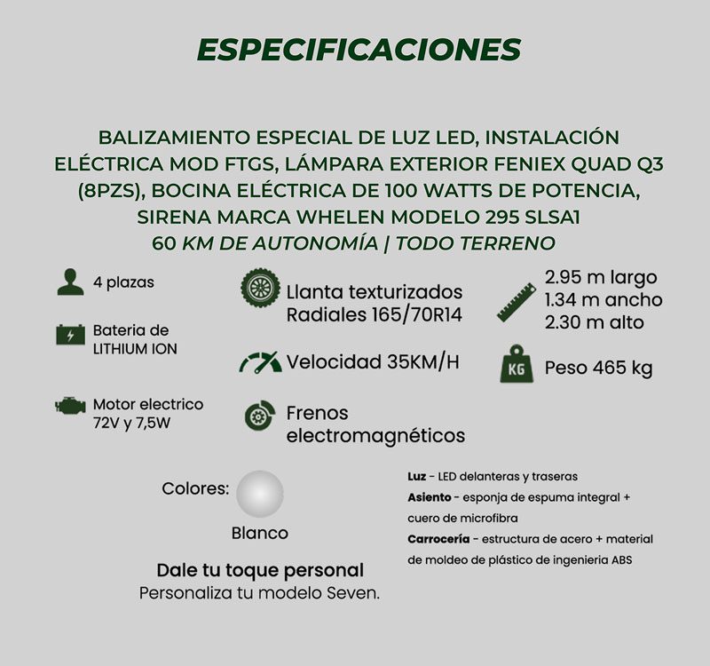 Especificaciones carrito de seguridad