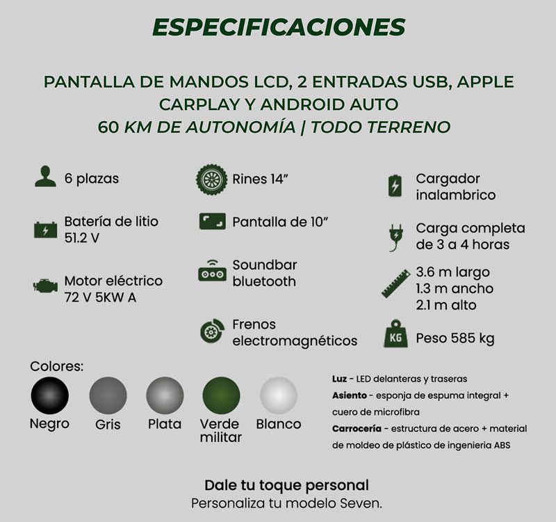Especificaciones Carrito de Golf Gang Modelo L6