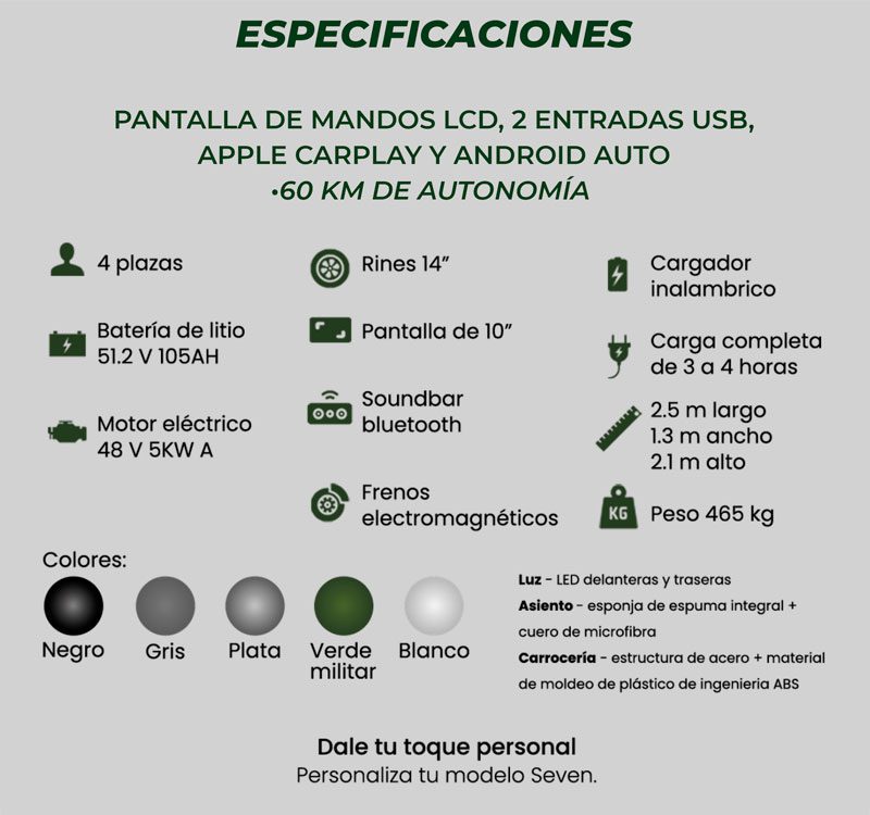 Especificaciones carrito de golf modelo S-4